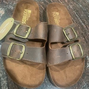 New!! Size 6 ladies Genuine upper leather footbed sandals inspired birks